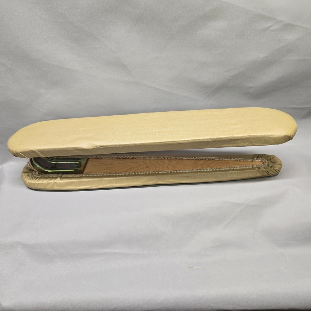 Vintage Tabletop Wooden Sleeve Ironing Board Gold Cover 20in Sewing Craft